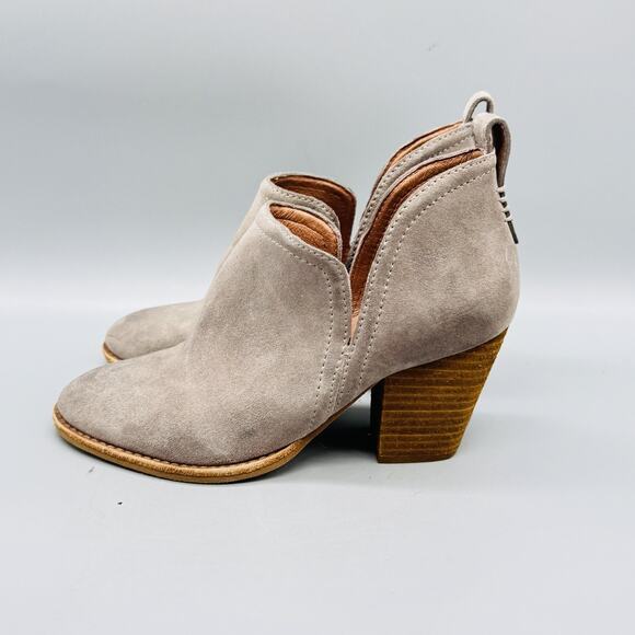 Jeffrey Campbell Boots Womens 6.5 Gray Suede Rosalee Cutout Ankle Booties Heel - Picture 3 of 9